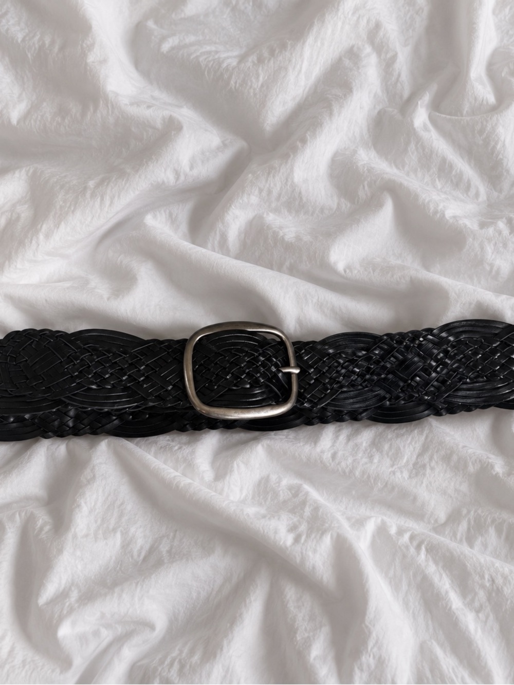 Sonoma Black Braided Leather Belt with Silver Buckle